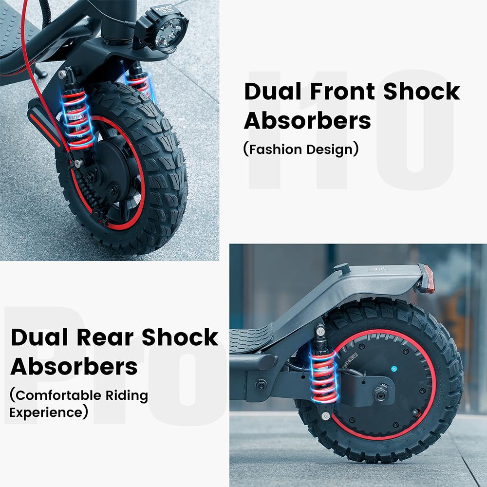 Electric Scooter Foldable iScooter 10" 800W Motor 48V 15AH Max Range 60Km Load 120Kg Black i10 Pro