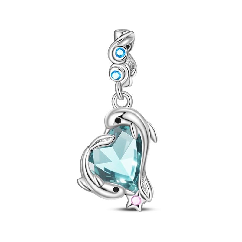 Original 925 Silver Penguin Whale Chameleon Pendant Robot Plant Bead Decoration fit Necklaces Bracelets Jewelry Gifts