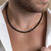 Ожерелье из бусин Модное Хип-хоп Нишевое Панк Нержавеющая сталь Черный Матовый Граненый Черный Агат Цепочка на ключицу