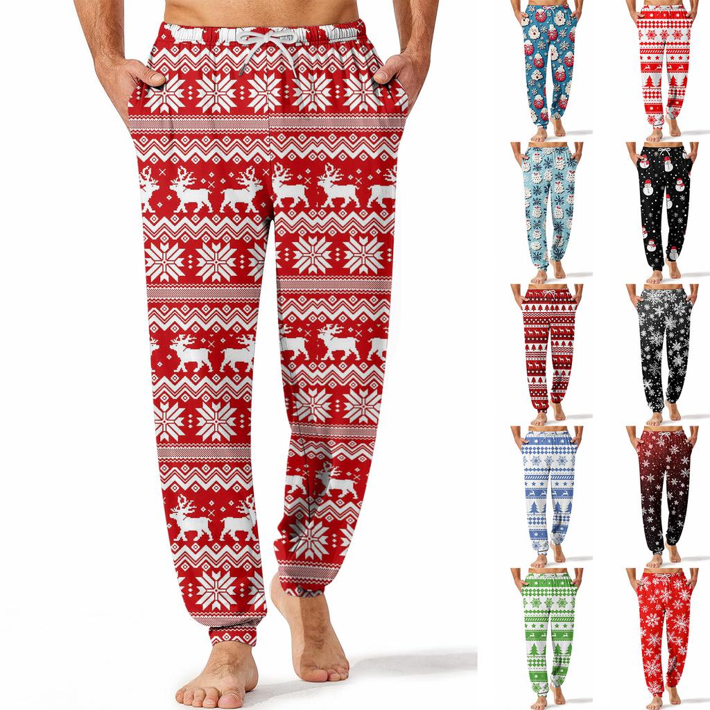 Мужские повседневные брюки с карманами на кулиске и манжетами, домашние брюки для сна