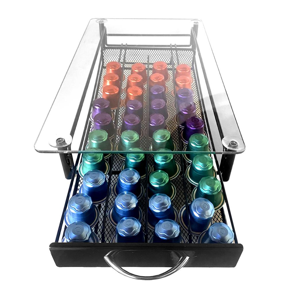 Nyana Home Nespresso Capsule Organizer Holder | 40 Capsule Capacity | Nespresso Compatibility | Glass Cover