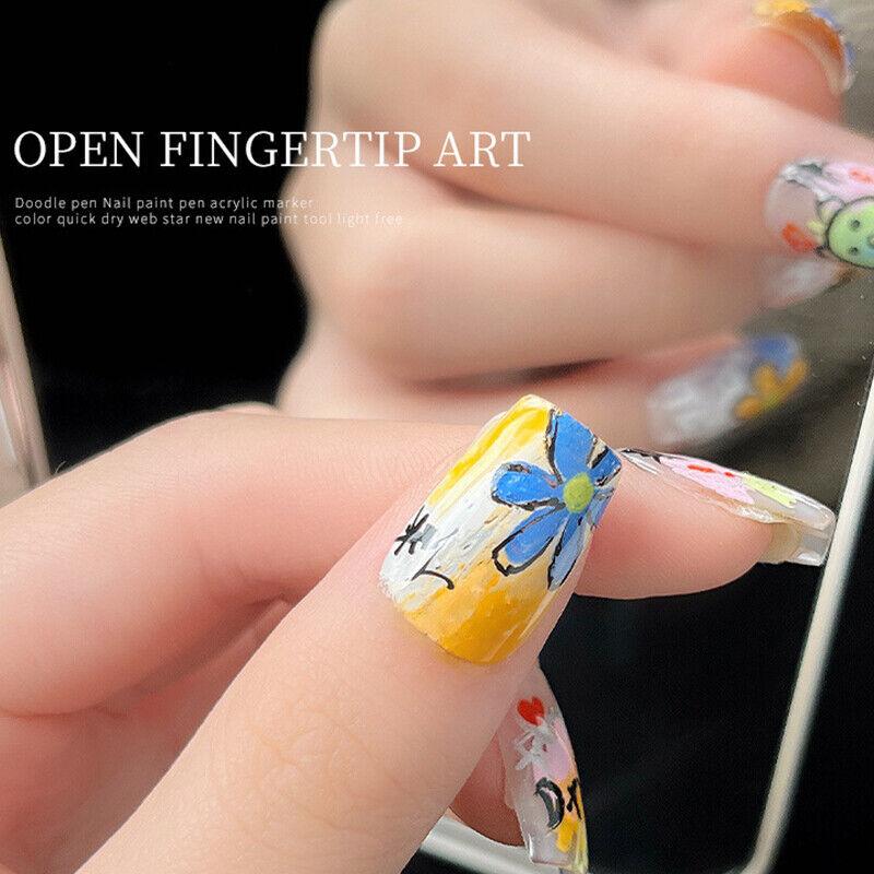Nail Art Graffiti Pen UV Gel Polish Waterproof Drawing Painting Liner Bru ~ *