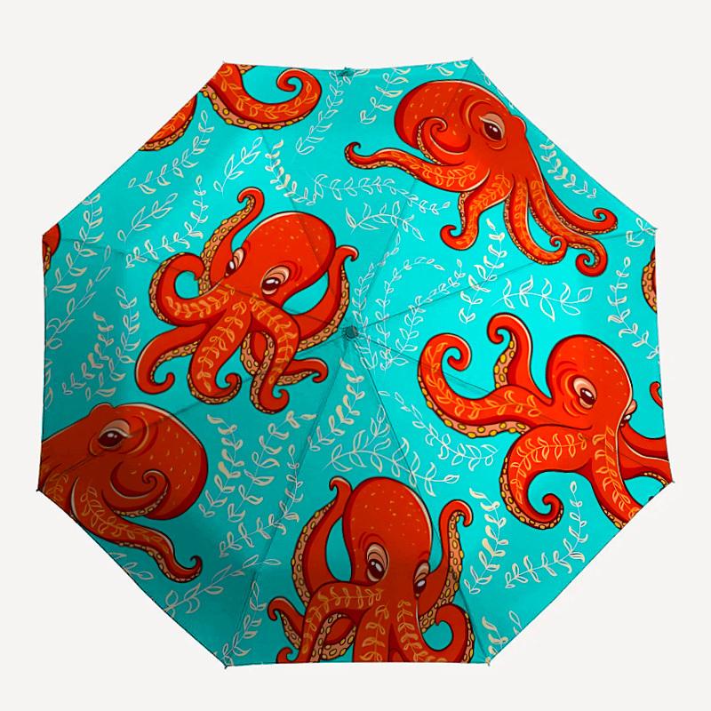 1pc Octopus Pattern Automatic Folding Umbrella, Portable & Foldable Design with 8 Ribs, Casual Outdoor Accessory yy250805064
