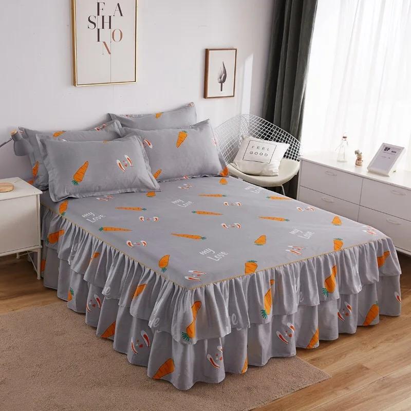 Роскошная юбка-кровать, эластичная простыня с наволочкой, хлопковый чехол для матраса, постельное белье Twin Queen King Size