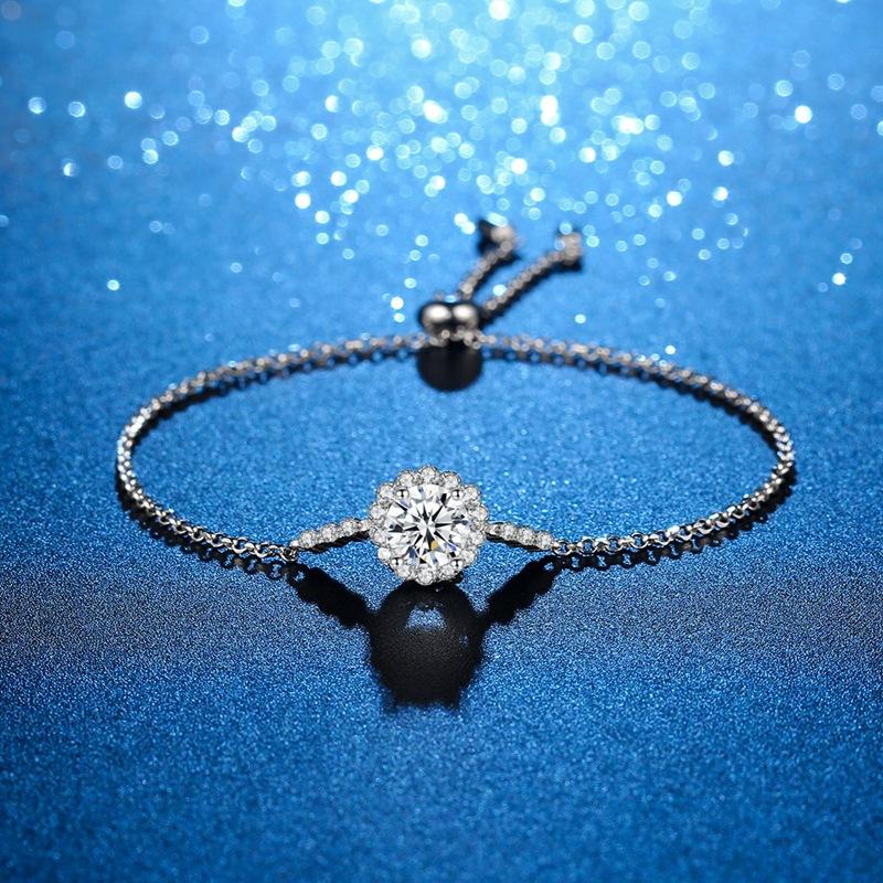 Браслет из стерлингового серебра 925 пробы с полной небесной звездой D-цвета, муассанитовый браслет, женский Instagram, маленький дизайн, 1 карат с муассанитом и бриллиантом