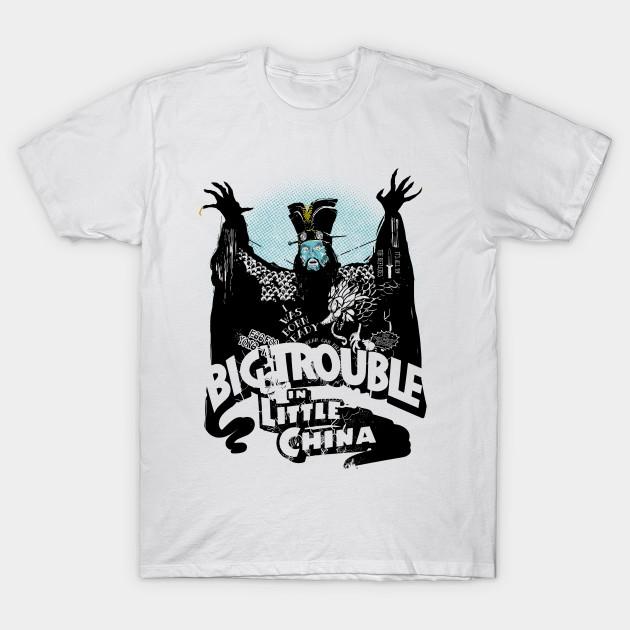 Men Black Print T-shirt Black Big Trouble In Little China No-Cut Transfer Paper Print Cotton Tshirt