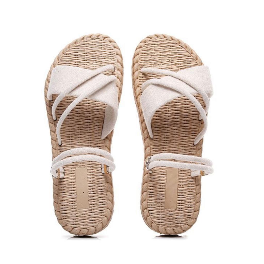 Женские сандалии 2024 года, новые модные корейские тапочки, женские повседневные плоские повседневные ретро-римские сандалии, пляжные сандалии для отдыха на открытом воздухе, сандалии для женщин