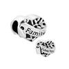 European Silver Heart Shape I Love You Mom Family Fit Original Fashion Diy Bead Charm Bracelet Necklace Trinket Women Jewelry