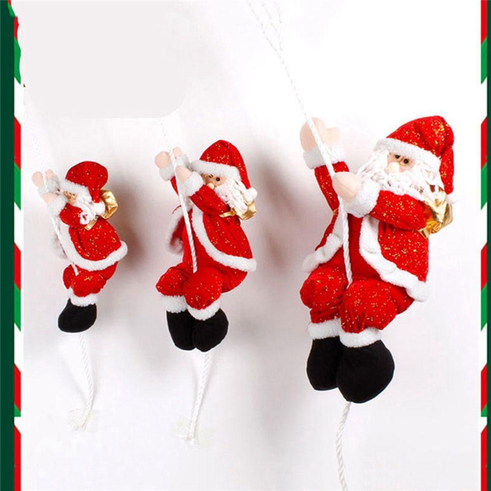 Cartoon Santa Doll Pendant Christmas Tree Decorations Funny Santa Claus Climbing On Rope Plush Doll Toy For Home Wall Window