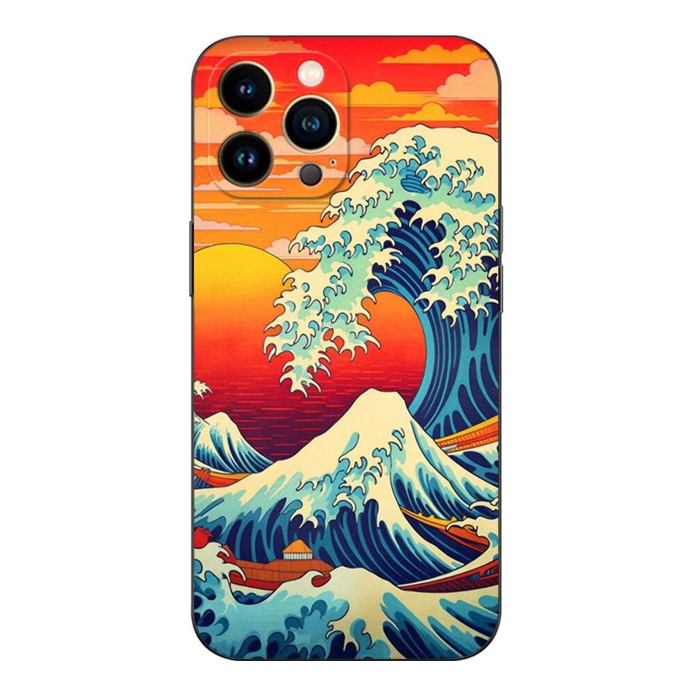 Чехол для телефона с мультяшной волной для iPhone Samsung Galaxy Redmi Xiaomi Oppo OnePlus Note SA 7 8 9 10 11 12 13 14 20 21 22 23 53 54 Pro Max Ultra TPU Soft