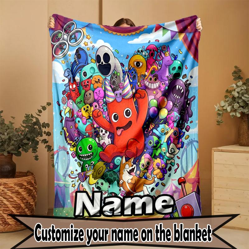 Custom Name Personalized Game Rainbow Friends Print Blanket, Home Decor, Bedroom, Sofa, Camping, Couch, Gifts for Birthday ChristmasEnthusiasts