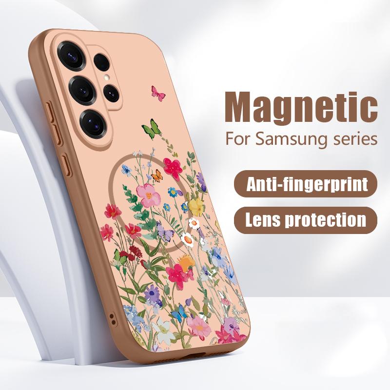 Красочный Цветочный Магнитный Чехол для Телефона для Samsung Galaxy S26 S25 Ultra S24 S23 FE A57 A17 A56 A37 A16 A35 A55 A15 A36 Задняя Крышка