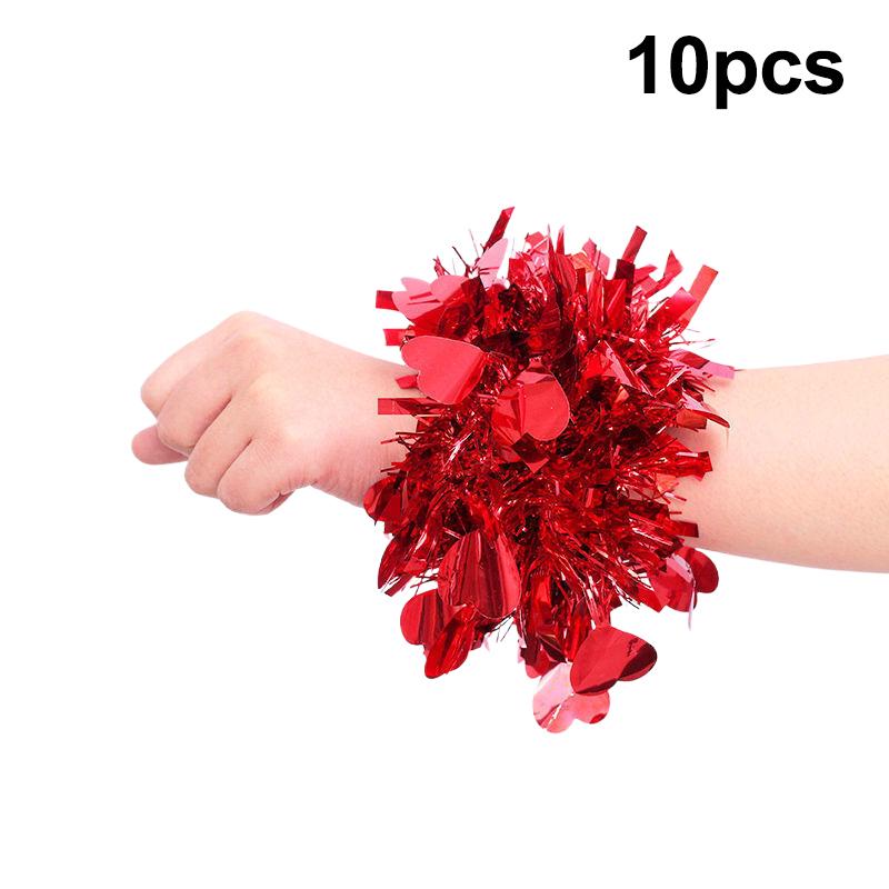 10 шт. Разноцветный мишурный браслет Эластичная лента Взрослые Дети Универсальный Реквизит для танцевального выступления Мишурный браслет на запястье для группы поддержки