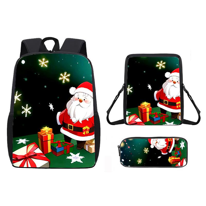 Christmas ChristmasDay Student School Bag Backpack Satchel Bag Pencil Case D Storage Christmas