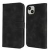 For iPhone 15 Wallet Case Double Folded Edge Skin Touch PU Leather Flip Phone Cover