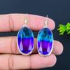 Bi-Color Tourmaline Gemstone Handmade 925 Sterling Silver Earring 2.09" V6d54