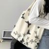 Elegant Black Butterfly Embroidered Canvas Bag - Large Capacity, Versatile Shoulder Bag for Women