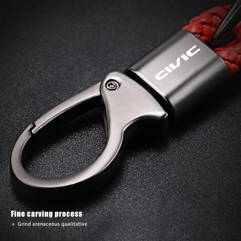 CPK1 Car Logo Key Chain Zinc Alloy Braided Rope Keyring Accessories For Honda Civic Fit Jazz Accord Pilot CRV Odyssey Passport City S