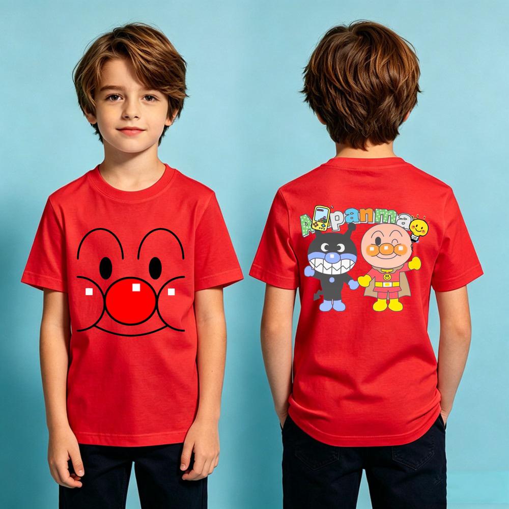 Soreike Anpanman Front Big Face Cute Double Sided Printing TShirt Kids Boys and Girls Casual Cotton Short Sleeve Anpanman Fans T