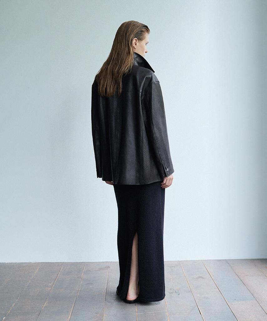 VERDEMAR Italy Vegetable Lambskin Car Coat_Black
