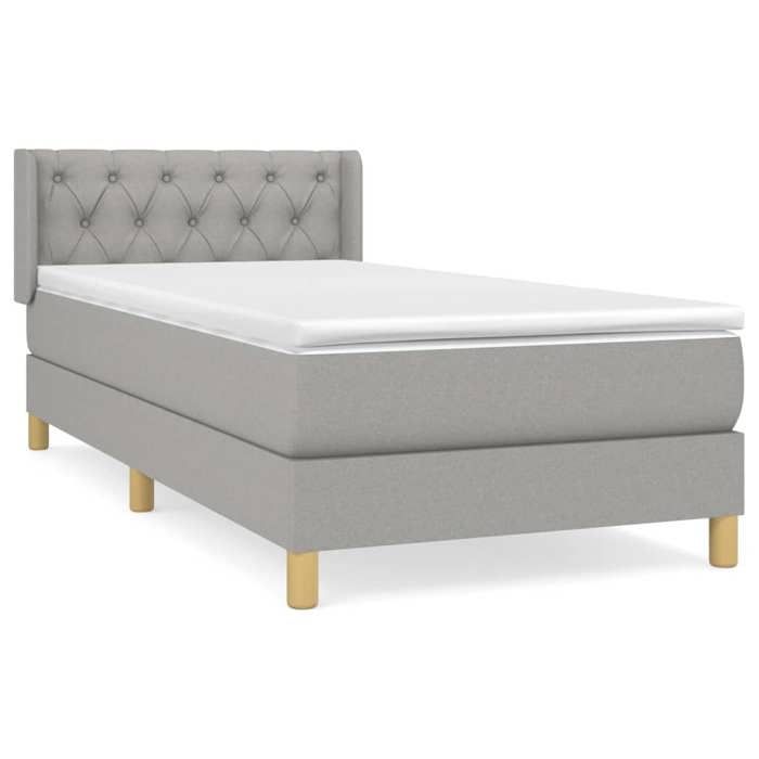 3130465 vidaXL Divan Bed with Mattress Light Grey 80x200 Cm Fabric