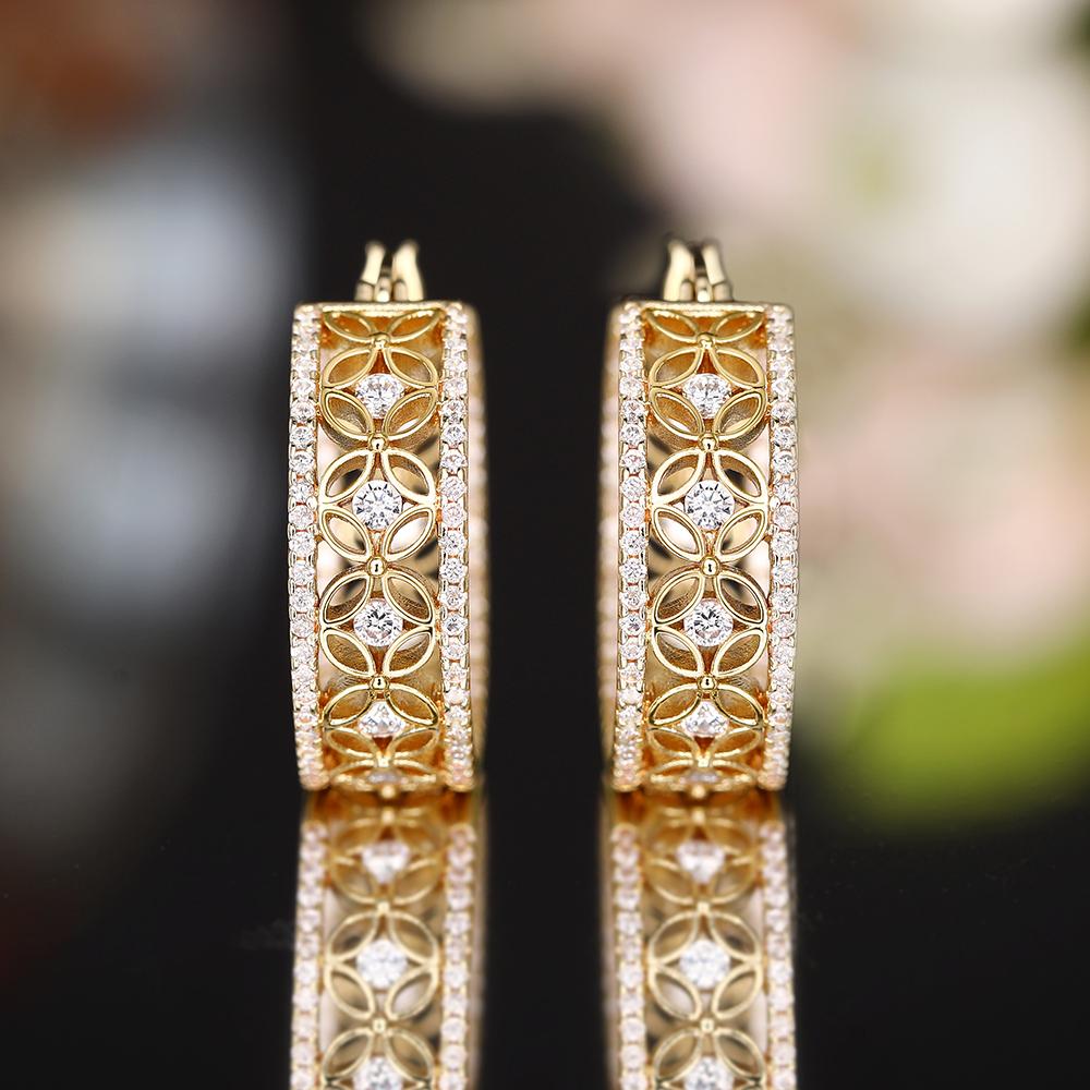 Xiaomi Huitan Hollow Out Design Women Hoop Earrings Inlaid Shining CZ Gold Color Lady Party Accessories Fashion Noble Wedding Jewelry