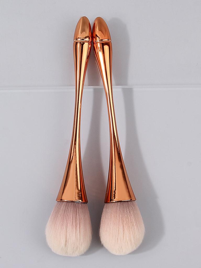 2pcs Rose Gold Professional Makeup Brush, Loose Powder Blush Brush, London Brush, Beginner's Daily Touch-up and Beauty Tool
