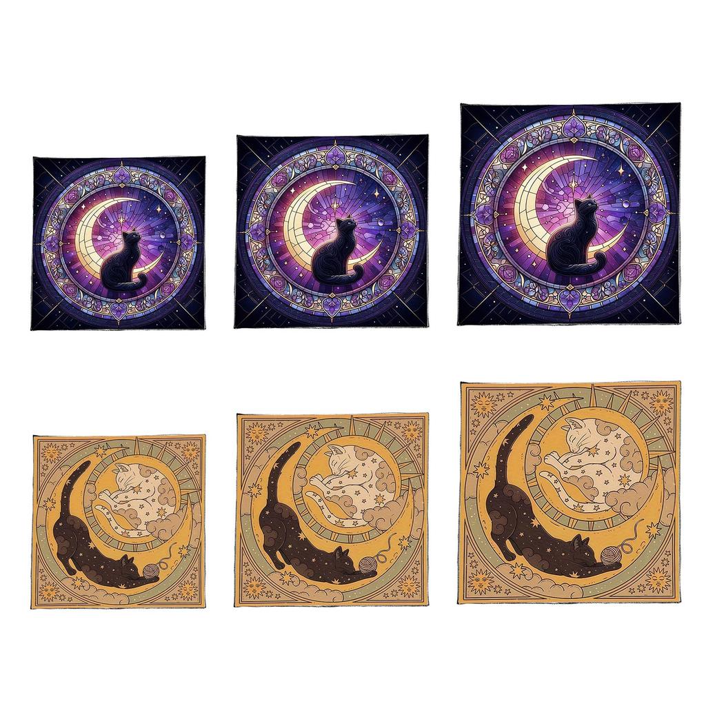 Скатерть для Таро Скатерть для алтаря Луна Кошка Узор Скатерть для астрологии Скатерть для гаданий Гобелен Настенное украшение