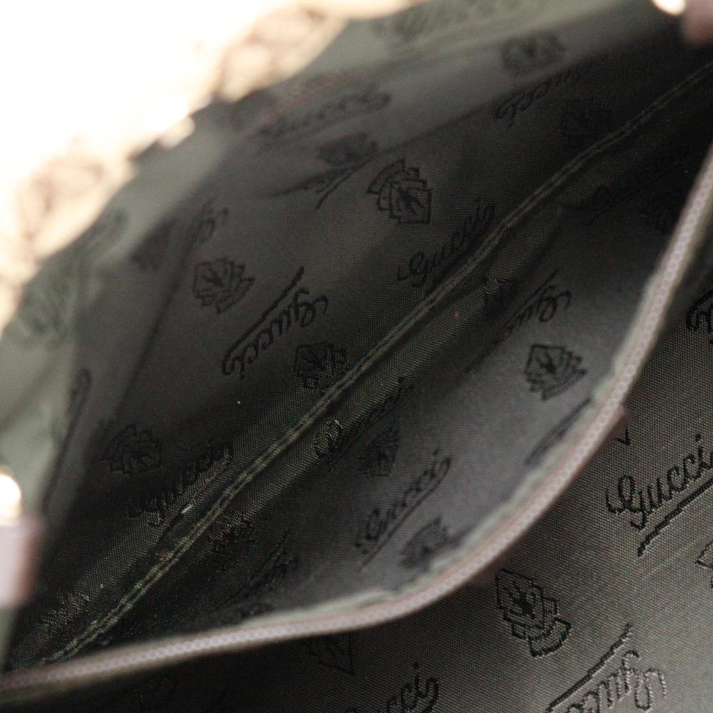 Gucci Heart Crest Handbag 212994 Beige GG Canvas Women Used