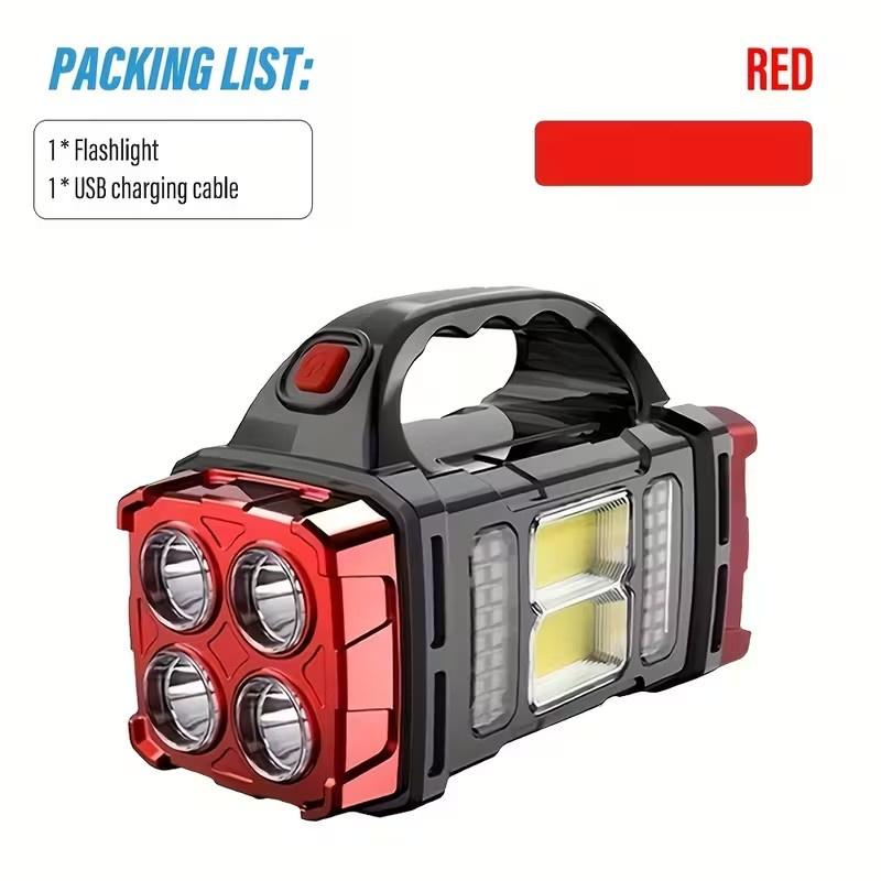 Solar-Powered Portable Light USB-Rechargeable Multi-Function Handheld Torch Ideal for Fishing and Camping Emergency Outdoor Work Light