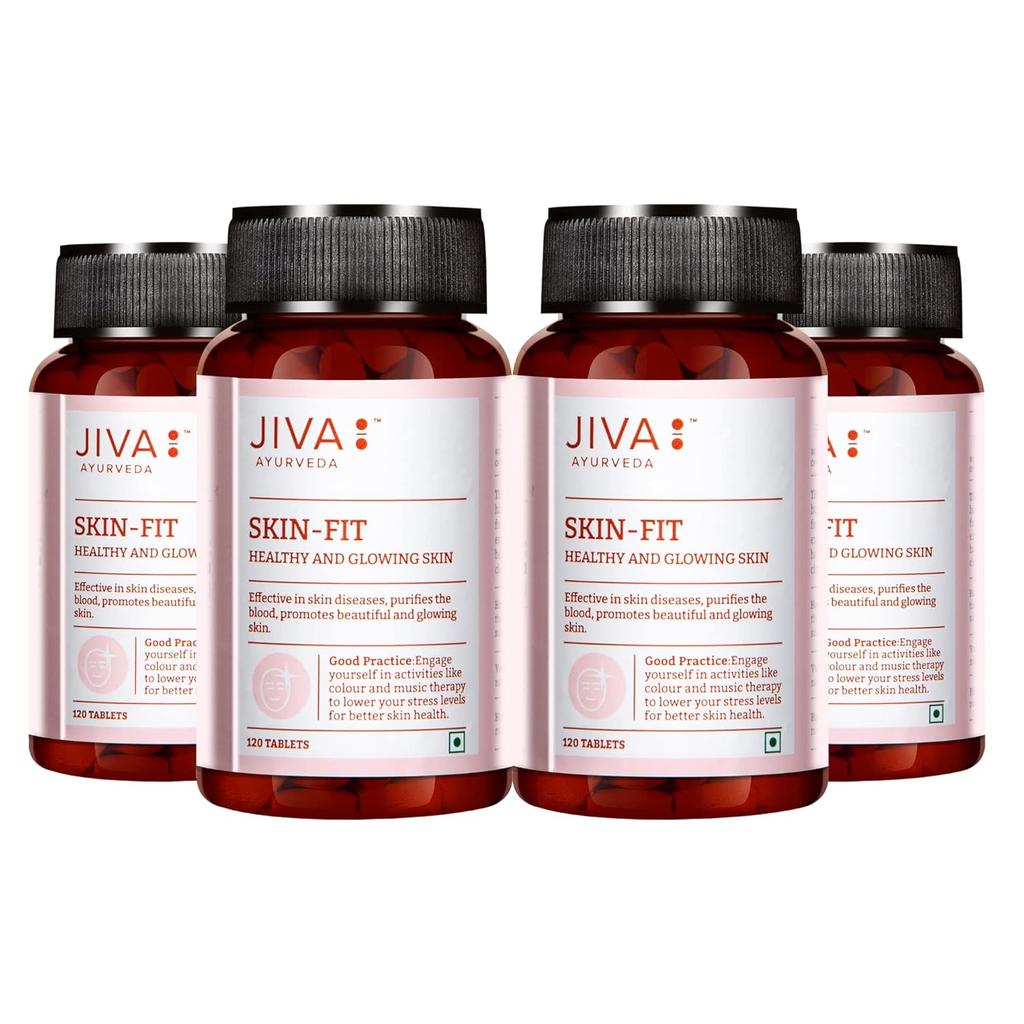 Аюрведические таблетки Jiva Skin-Fit для очищения крови 500 г 120 таблеток Упаковка из 4 штук для здоровой кожи и естественного сияния