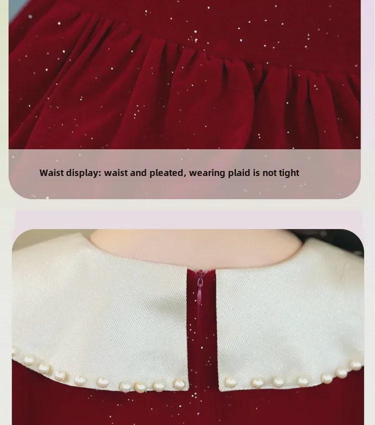 Стильное платье принцессы с длинными рукавами и бархатом для девочек осень-зима 2023 года