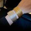 Exaggerated Metal Multilayer Open Cuff Bracelet for Women Vintage Gold Color Geometric Adjustable Charm Bracelet Jewelry