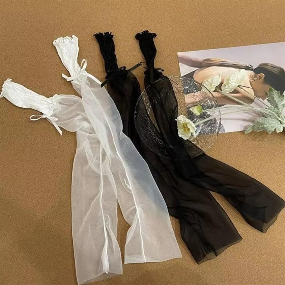 Sheer Fingerless Gloves Lace Ruffle Lolita Gloves Harajuku Mesh Gloves