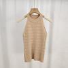 Summer Korean Solid Color Halter Neck Sleeveless Slim Twist Knit Vest For Women