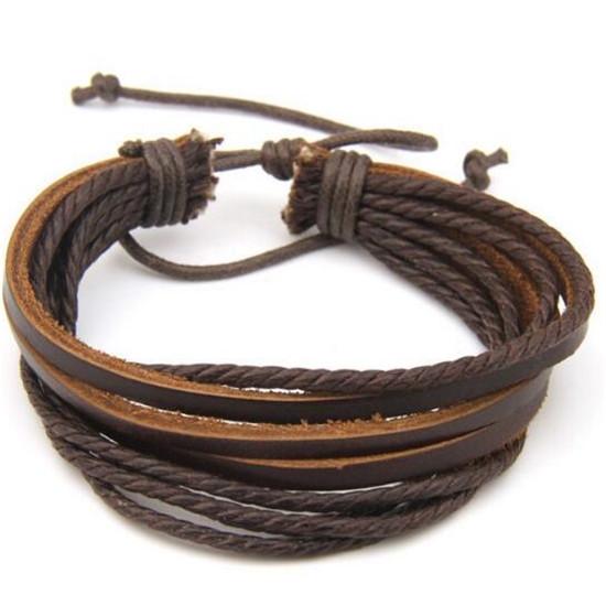 Кожаные браслеты и браслеты для мужчин и женщин, черная и коричневая плетеная веревка