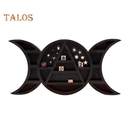 Деревянная полка для демонстрации луны, настенная полка для коллекционирования, настенная полка в виде полумесяца для кристаллов, драгоценных камней, свечей, предметов коллекционирования