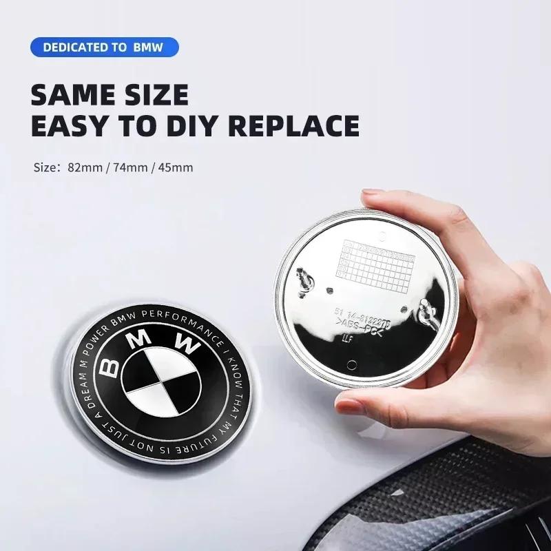 2025 Hot 1pcs 45mm 82mm 74mm black white front rear boot badges hood trunk Emblem All black for BMW E43 E52 E53 E63 E64 E93 E94