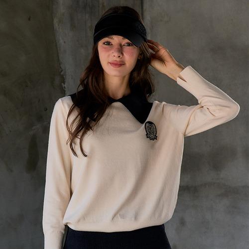 BENECIA12 Fw Flat Collared Knit Ivory