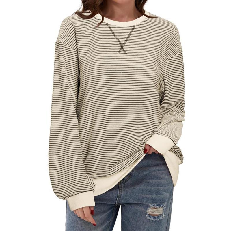 Осенне-зимняя толстовка с капюшоном, полосатым узором, круглым вырезом, длинными рукавами, футболка с цветными блоками, топ