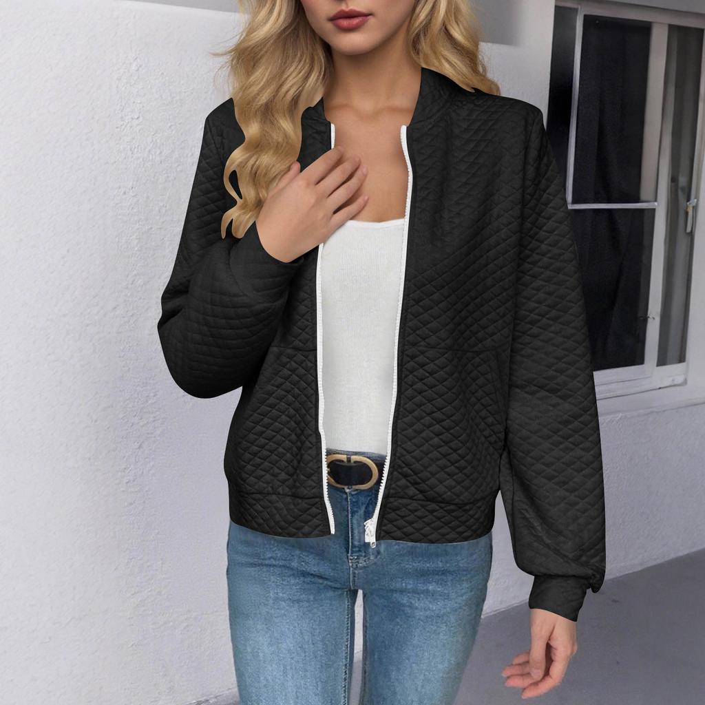 Women's Loose Comfortable Casual Fashionable Zipper Jacket Solid Color Jacket
