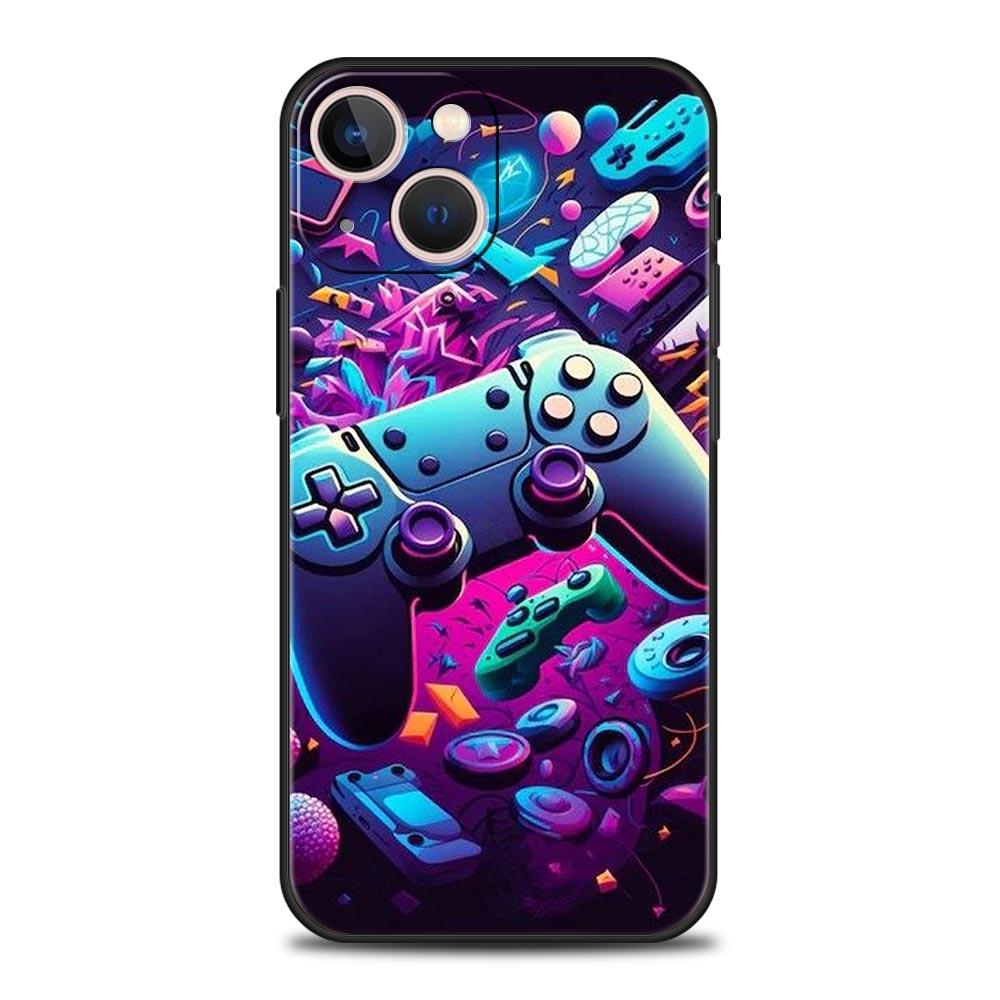 Game Controller Graphic Phone Case Cover for iPhone 17 16 15 14 13 12 11 Pro Max 17 Air Plus Shockproof Soft TPU Shell Funda Bag