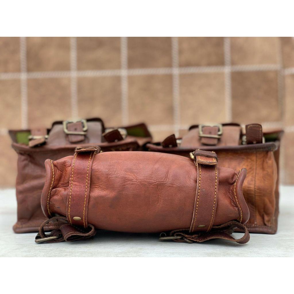 Leather Motorcycle Combo 3 Bags Saddle Pouch Bags Panniers Fork Bag Side Luggage