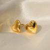 Серьги-пусеты в форме сердца из нержавеющей стали с покрытием из 18-каратного золота - Модный европейский и американский дизайн