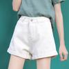 Rolled Denim Shorts Women's Fashion A-line High Waist Casual Loose Wide Leg Shorts
