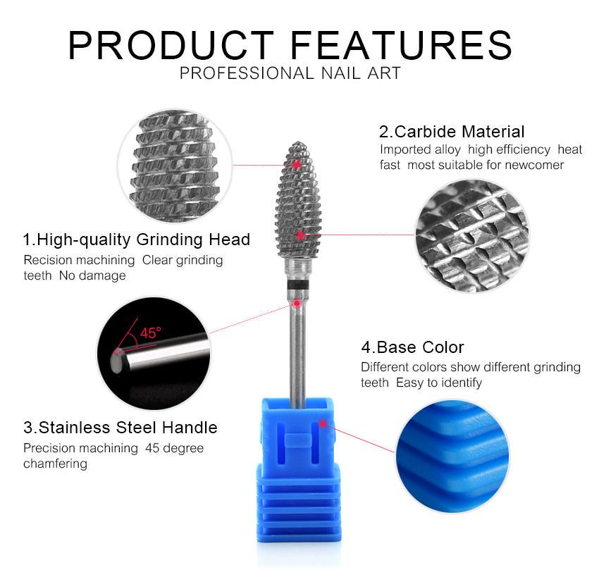 kads Твердосплавные сверла для ногтей, электрическая маникюрная машина, вольфрамовые фрезы для ногтей, маникюрные инструменты для сверл для ногтей