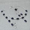 African Amethyst Oval Shape Gemstone Jewelry Set Necklace Bracelet Ring Earrings