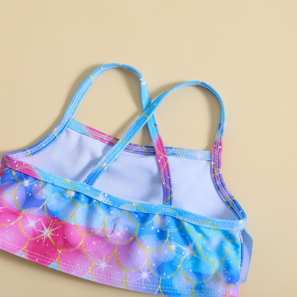 Girls' Fish Scale Print Bikini Swimsuit