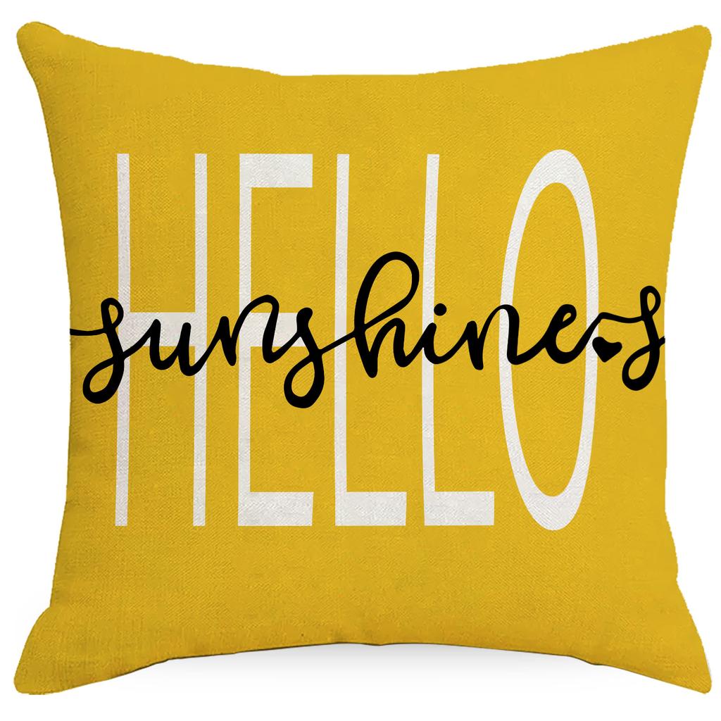 Spring and Summer Daisy Flowers Printed Linen Pillowcase Simple Gray Home Living Room Bedroom Decoration Pillowcase