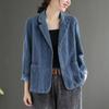 Women Corduroy Jacket Vintage Casual Coat Long Sleeve Loose Single Breasted Blazers Autumn Slim Outwears Female